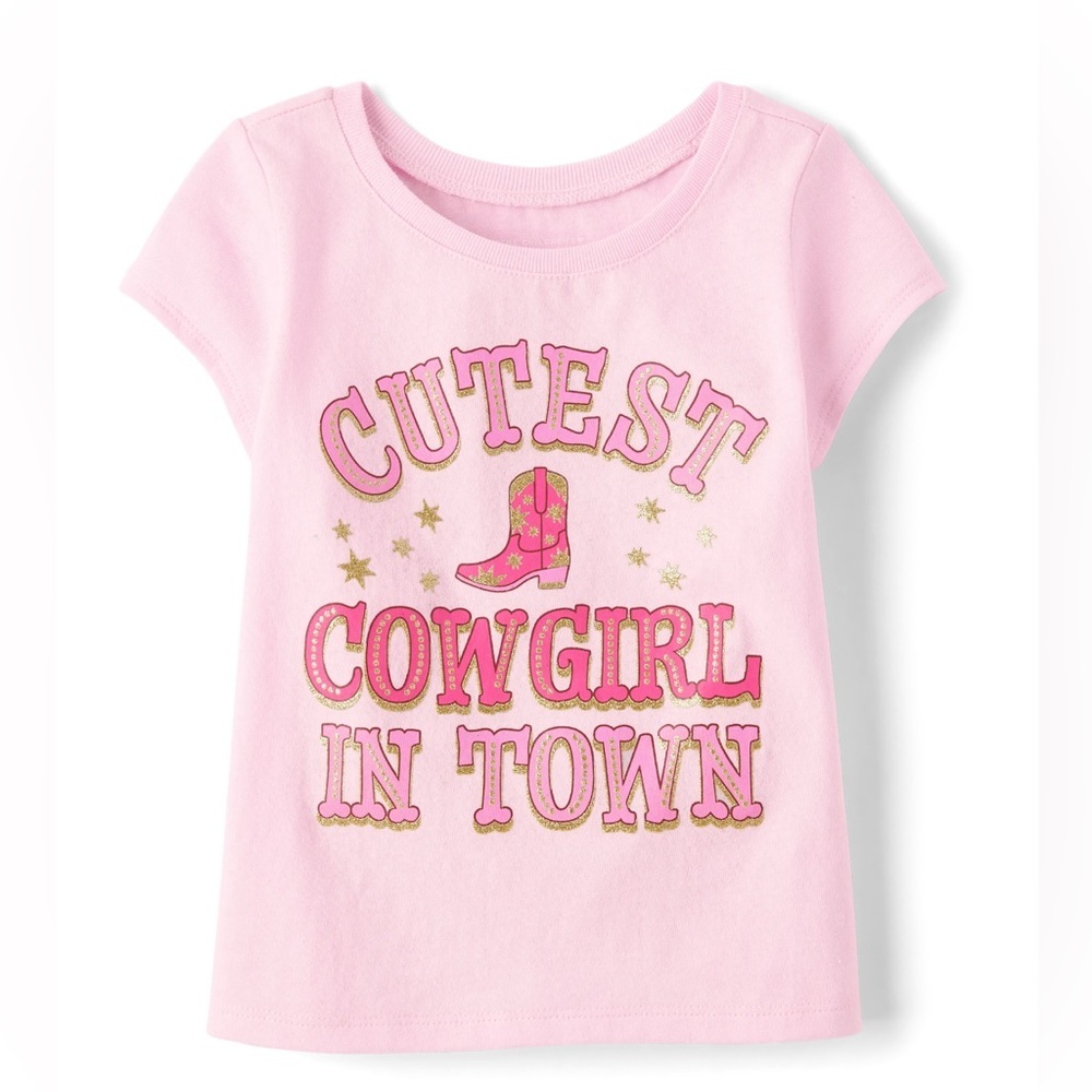 Toddler Girl Cutest Cowgirl In Town Pink Graphic Tee, Size 5T